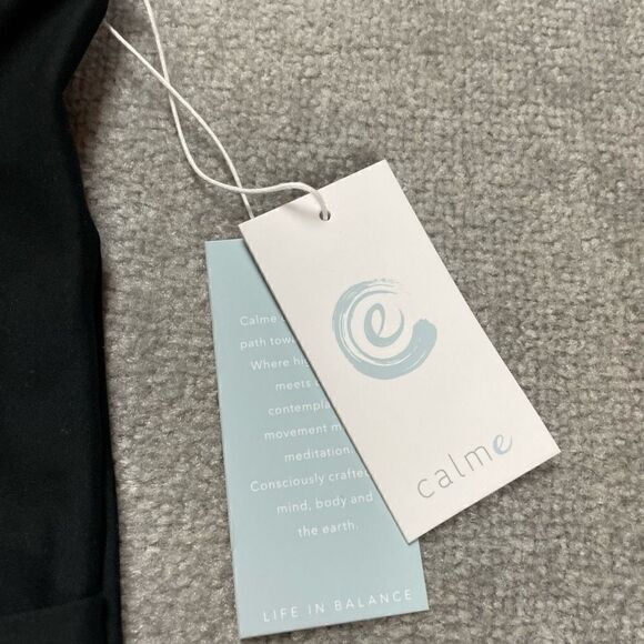 Johnny Was Calme Pants Women Small Split Leg Flare Legging Yoga Gym Black NEW - Picture 6 of 7